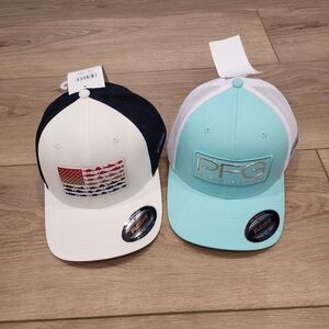 Columbia PFG Hats - White and Aqua